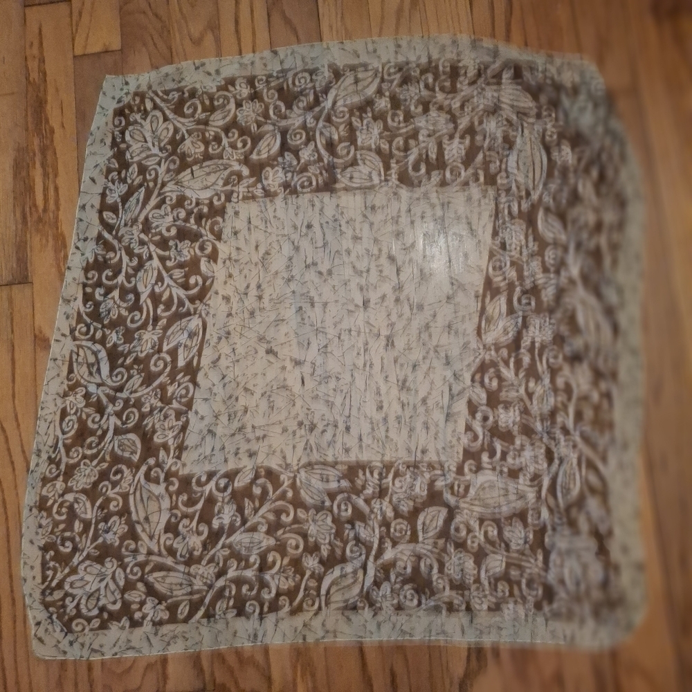 Scarf Brown, Cream, And Black Sheer With Floral Pattern